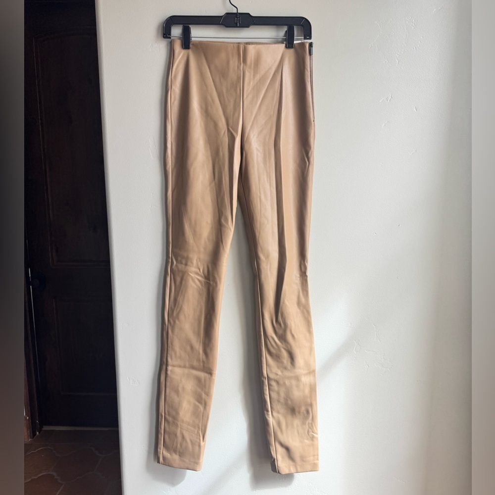Zara Faux Leather Leggings Camel Tan S Clean Girl Boho Y2K Moto Minnimalisy Chic